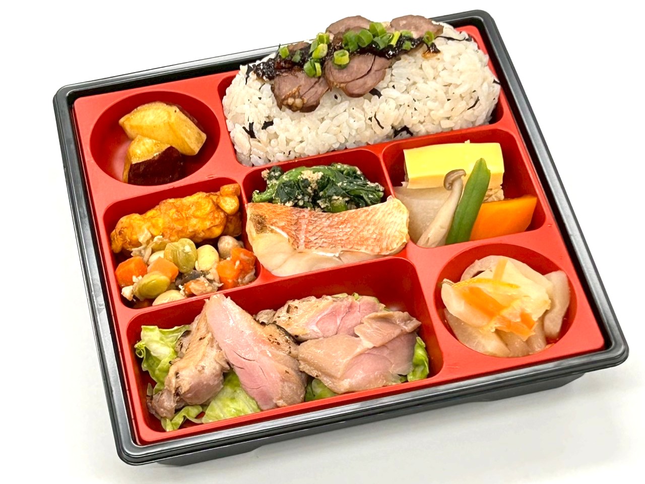 合鴨の麹焼きと⽜たん味噌漬け御膳