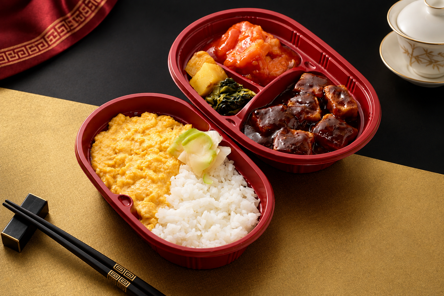 金久右衛門特製〜二色中華〜エビチリ×麻婆豆腐